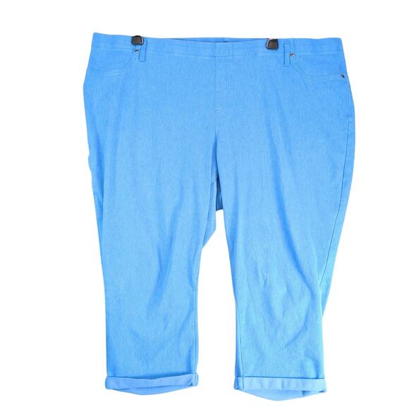 Terra & Sky Casual Pull-On Blue Capri Pants Women's Plus Size 4X Stretch Pockets - Picture 1 of 10